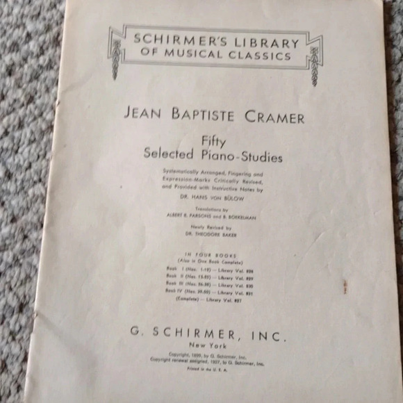 1939 Schirmer's Library of Musical Classics (50 studies) - Picture 1 of 3